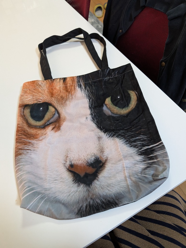 猫顔プリントのエコバッグ nf-a389.jpg