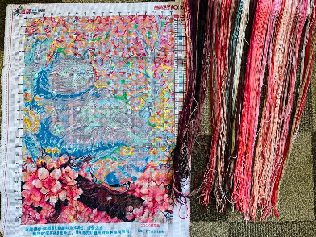 クロスステッチキット 猫と桜 刺繍キット 手芸キット 桜ねこ ねこちゃん 動物 かわいい 図案 初心者向け やり方簡単 布地図柄印刷 刺繍糸 送料無料  三四郎市場 :cxy153:三四郎市場 通販 