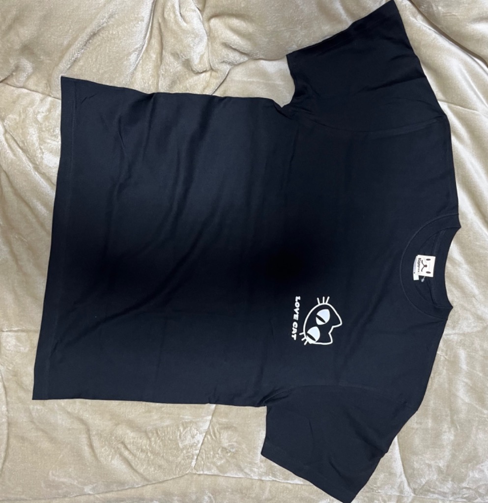I LOVE CAT 半袖Tシャツ 黒 猫 Tシャツ 半袖 LOVE CAT - ブラック おもしろ ネコ ねこ 猫柄
