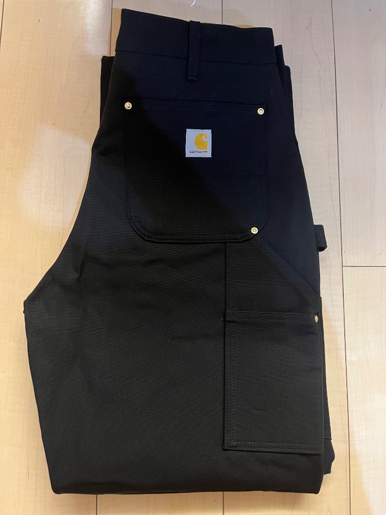 新品US Carhartt Washed ダブルニーダックパンツ ブラックW38 USA製 carharttカーハート ダブルニー ダック地 ペインター