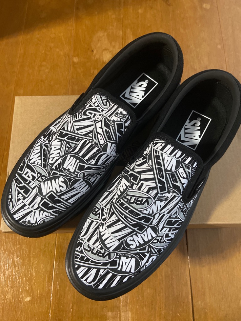 国内配送 VANS SLIP ON LITE BLACK/LOGO Vans Slip-On Lite Black White Logo V98 LITE LOGO-P Men's