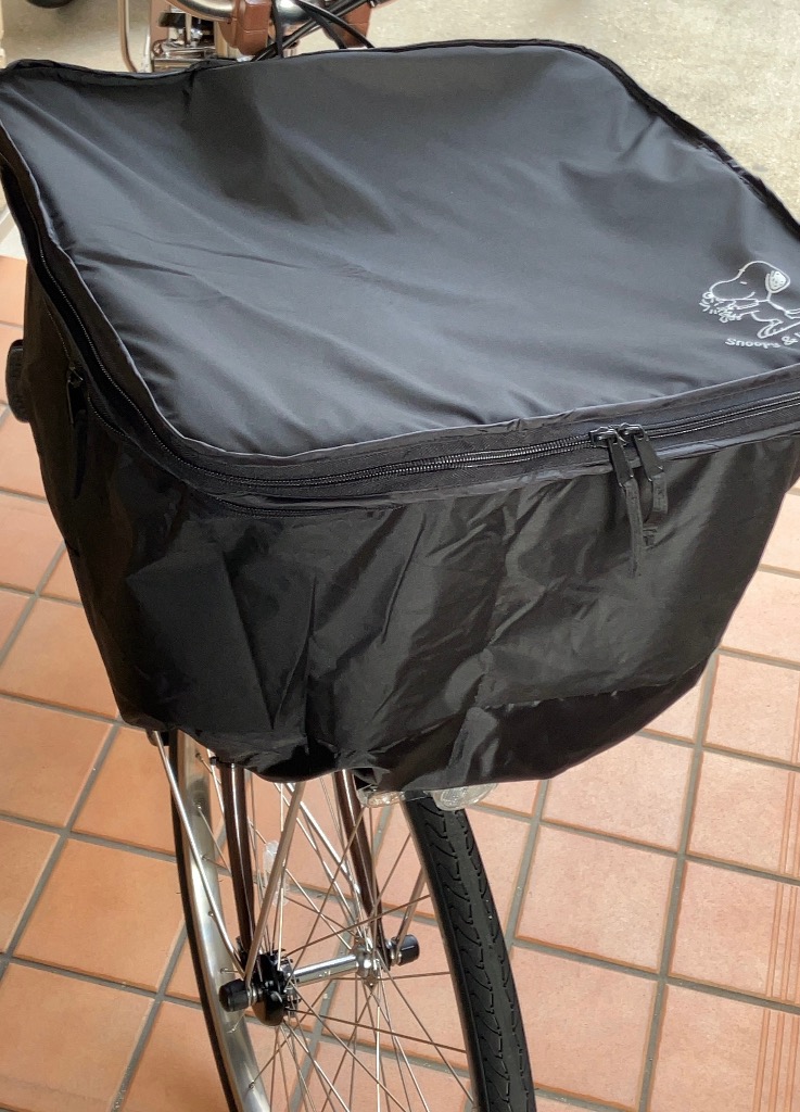 前カゴカバー二段式 防水 ワンポイント シンプル 自転車 スヌーピー ウッドストック カゴ 雨 カバー 電動自転車 アシスト車 梅雨対策 黒 ブラック  :pe-143:カバー専門エール公式ショップ 通販 