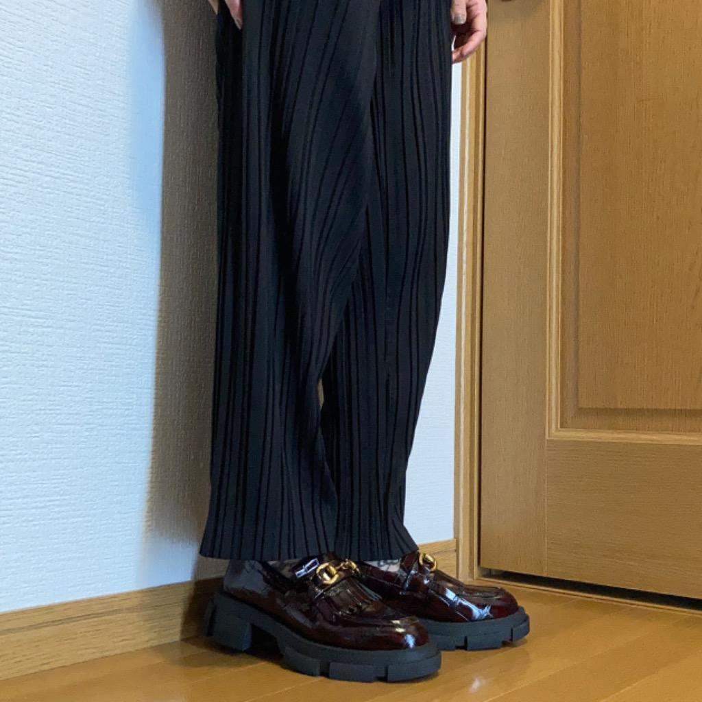 ＊美品＊【MANA 】厚底キルトローファ  ブラック35 MANA マナ ローファー キルト ビット シューズ 厚底 本革 靴