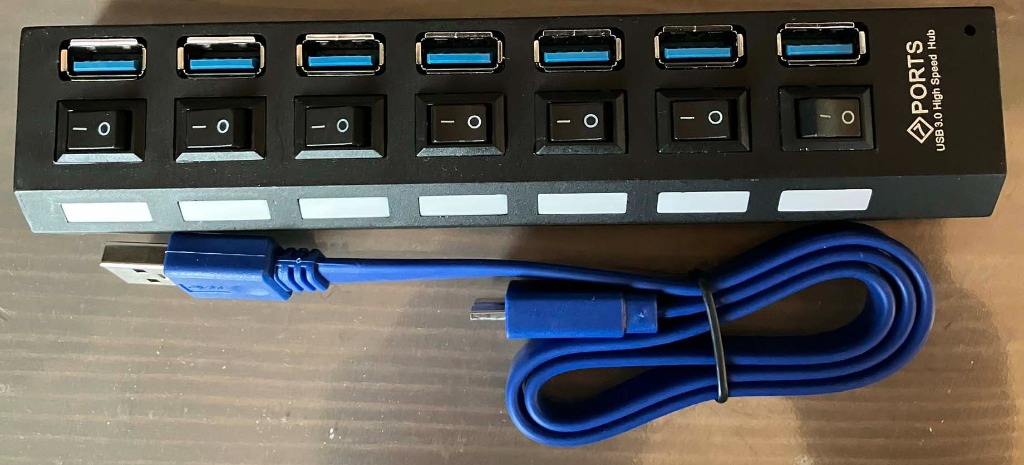 7ポートUSB3.0 ハブ スイッチ付 高速 USB ケーブル 充電器 変換