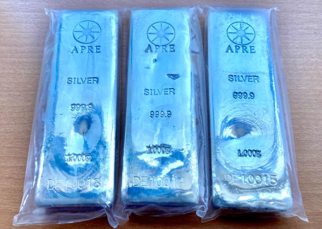 純銀 インゴット バー 1kg APRE SILVER 銀地金 品位999.9