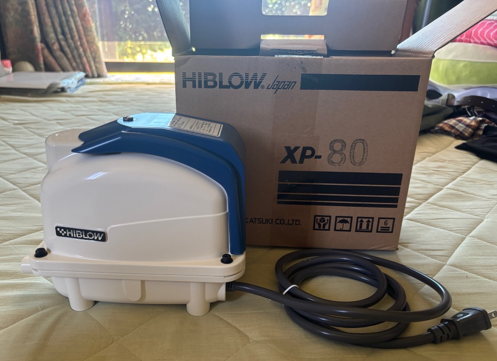 使用浅　動作品　 エアーポンプ テクノ高槻 XP-80 風量80L/min 楽天市場】テクノ高槻 エアーポンプ XP-80（18方分岐装置