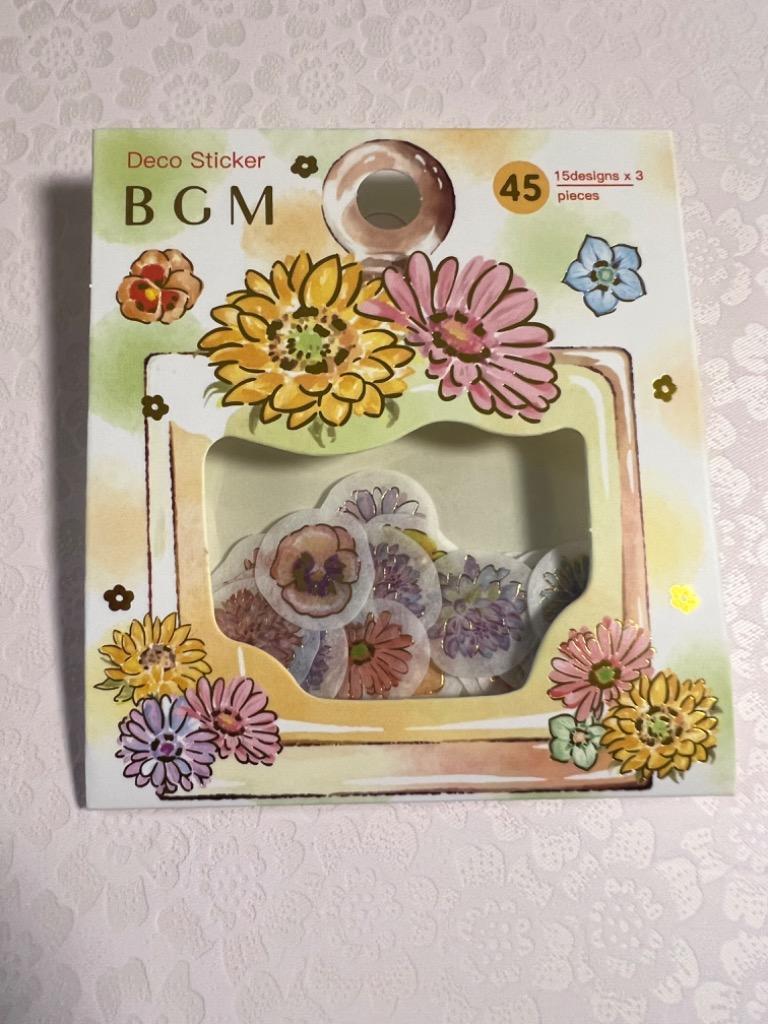 買収 BGM フレークシール 箔押し フラワー メロディー 45枚入 花柄 可愛い マステ素材 日記 手帳 デコ blaccoded.com