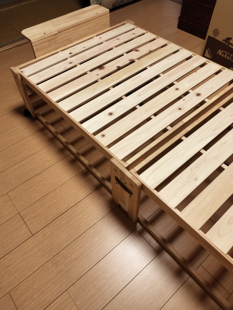 ひのき すのこベッド 折りたたみベッド 日本製 シングル ハイタイプ 国産 天然木 木製 檜 桧 ヒノキ ベッド 通気性 コンパクト 収納 北欧  送料無料 エムール