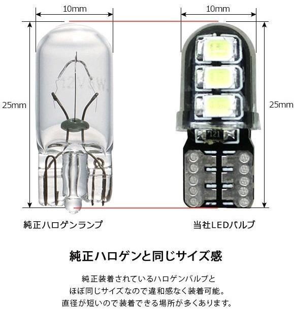 T10 LED バルブ 3chip ホワイト PVC製 樹脂バルブ 2個セット ポジション ルームランプ ナンバー灯/ライセンスランプ バックランプ  ウェッジ球 :V3260:アットパーツ 通販 