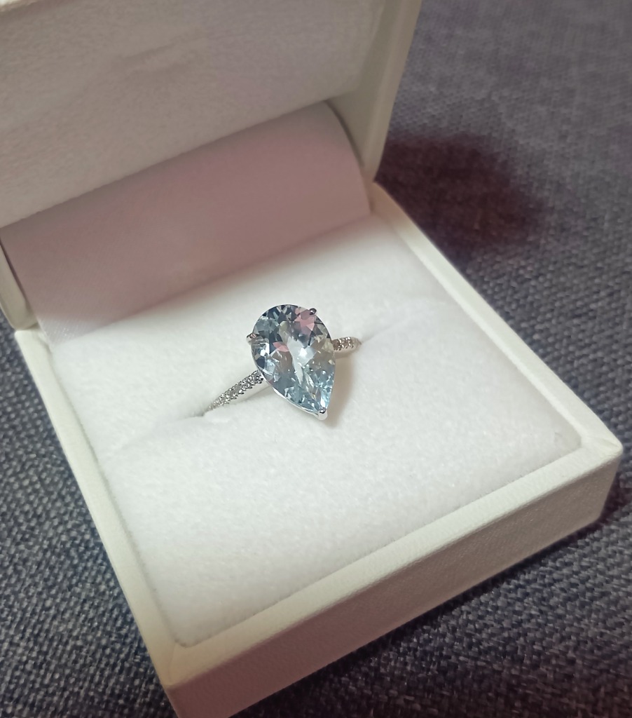 ✰未使用✰一点物 作家✰大粒アクアマリンリング✰約13号 GJVR0303__AQ 【CLASSY. ONLINE掲載】ミルキーアクアマリン