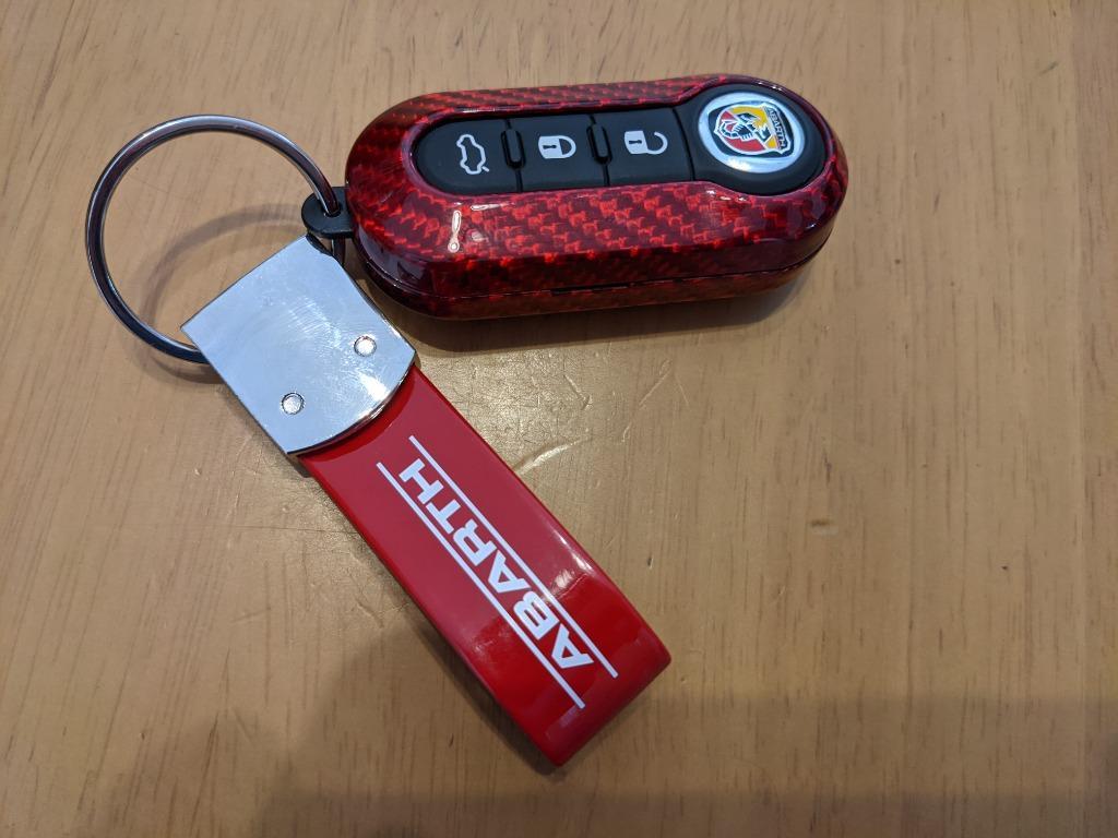 アバルト FIAT ABARTH カーボン キーケース キーカバー レッド