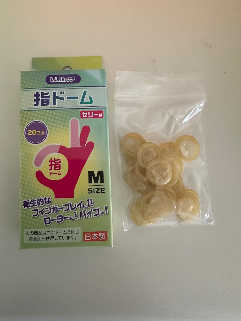 指ドーム 潤滑剤付き指サック 20個入り S M L サイズ ゼリー付
