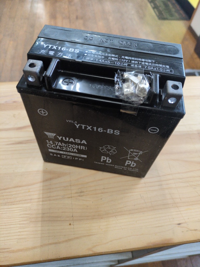台湾 YUASA ユアサ YTX16-BS バイクバッテリー 互換 GTX16-BS