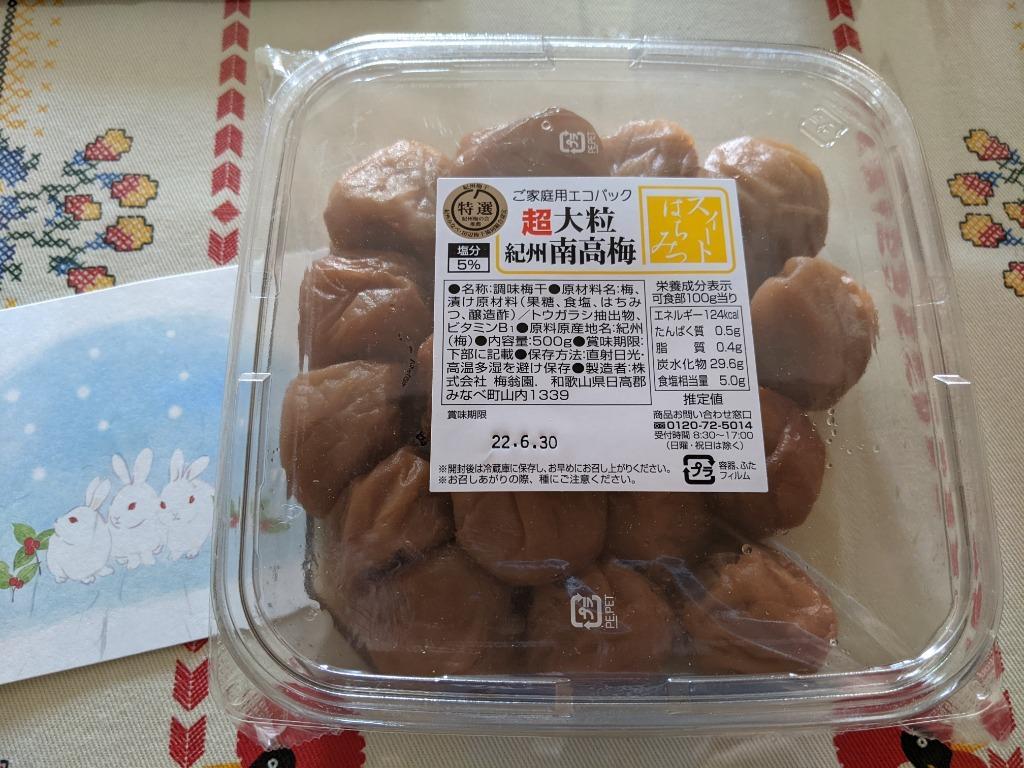 梅干し はちみつ漬け 送料無料 お試し限定商品 スイートはちみつ500ｇ 塩分5％ はちみつ梅 初回限定 超大粒 紀州南高梅 梅翁園 ばいおうえん  :112200:紀州梅干の梅翁園. - 通販 - Yahoo!ショッピング