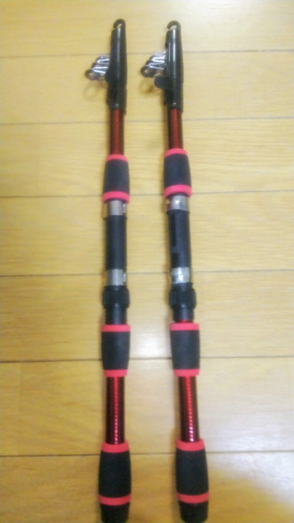 釣り竿 伸縮式 ロッド コンパクトロッド レッド 1.7m コンパクト
