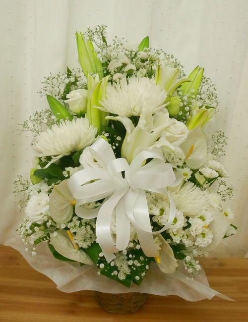 ☆KS☆　お供え花アレンジメント 楽天市場】お供え アレンジメント 造花 ギフト ご供花 白 紫
