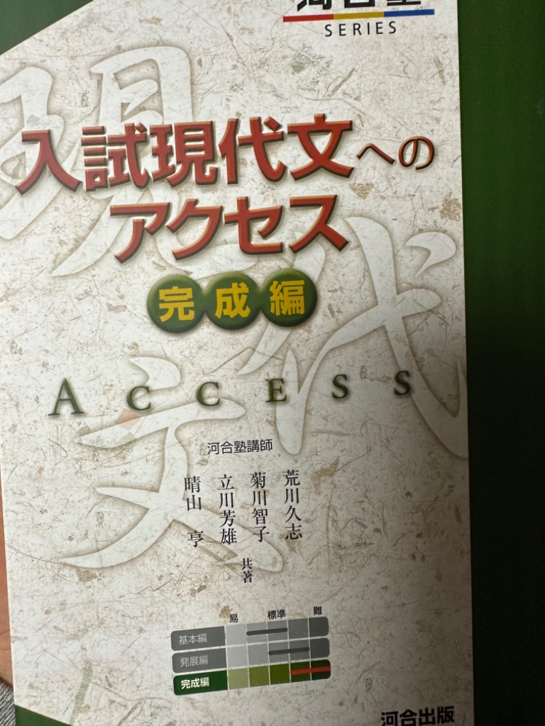 入試現代文へのアクセス 完成編/荒川久志/菊川智子/立川芳雄