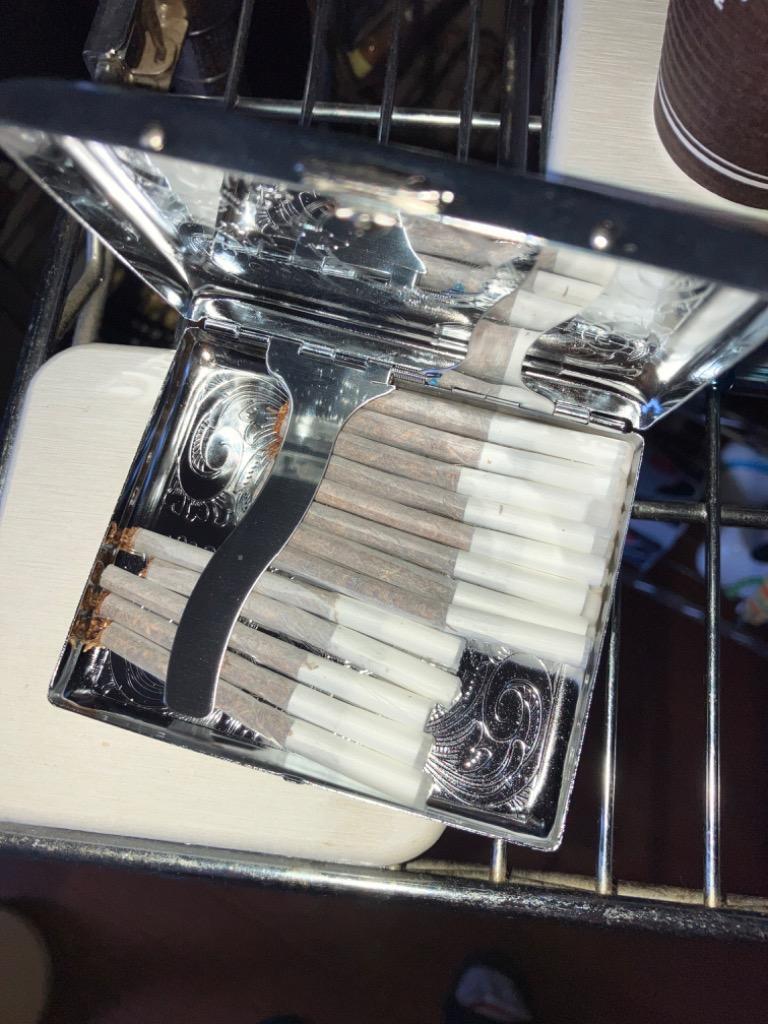 シガレットケース タバコケース メンズ レディース おしゃれ メタル 金属 たばこ入れ 煙草 ワンタッチ シルバー 銀 送料無料 20本収納  :GS399-403:BORDER. 通販 