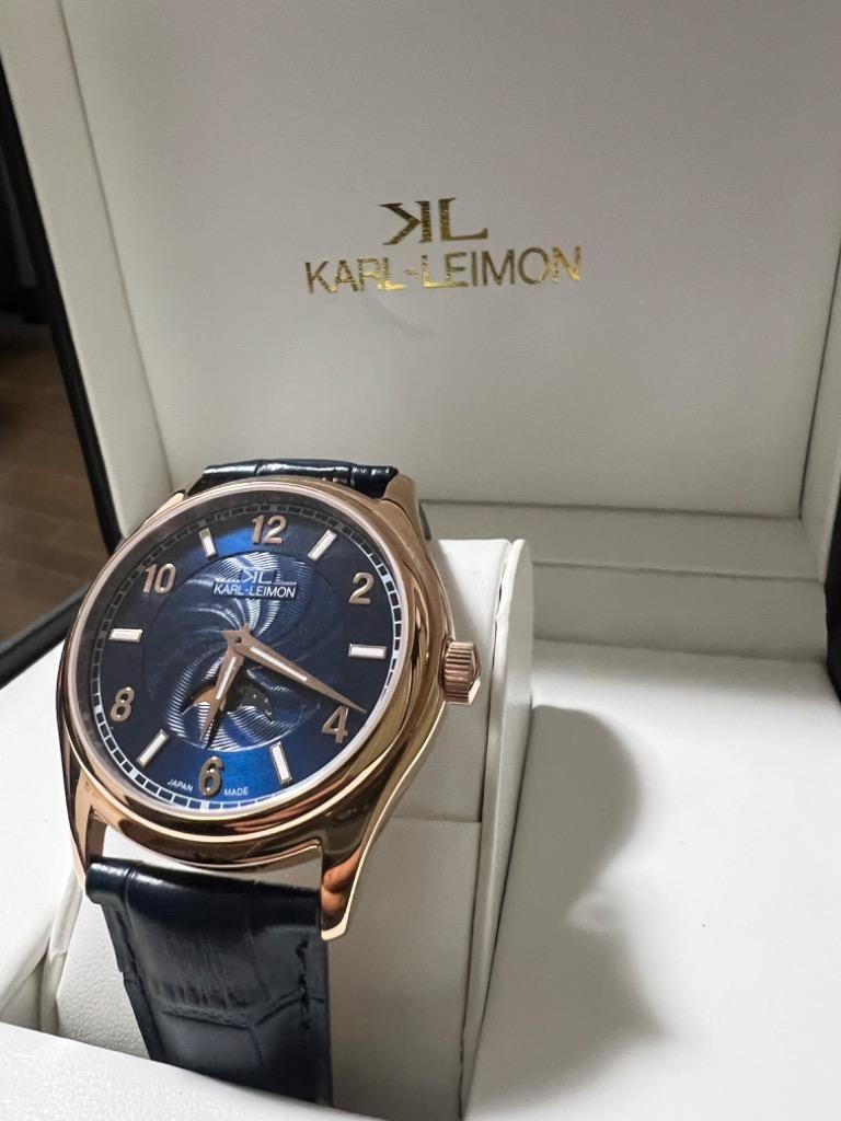 カルレイモン　KARL-LEIMON 純正レザーベルト　革ベルト 黒 Dバックル KARL-LEIMON]カルレイモンGold with Black Dial - KARL-LEIMON