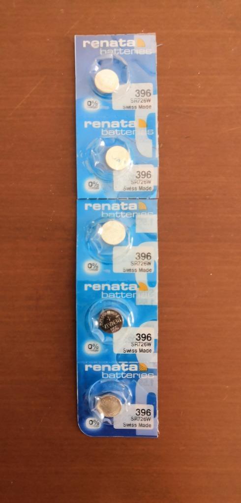 正規輸入品 スイス製 renata レナタ 396 SR726W ×5個 正規代理店 でんち ボタン 時計電池 時計用電池 時計用 SR726W  396 電池 業務用 :01500396-5:センフィル 通販 