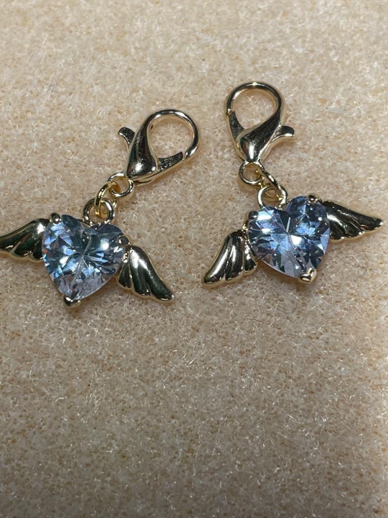 羽の生えた ハート チャーム K18GP (2個入) アクセサリーパーツ 
