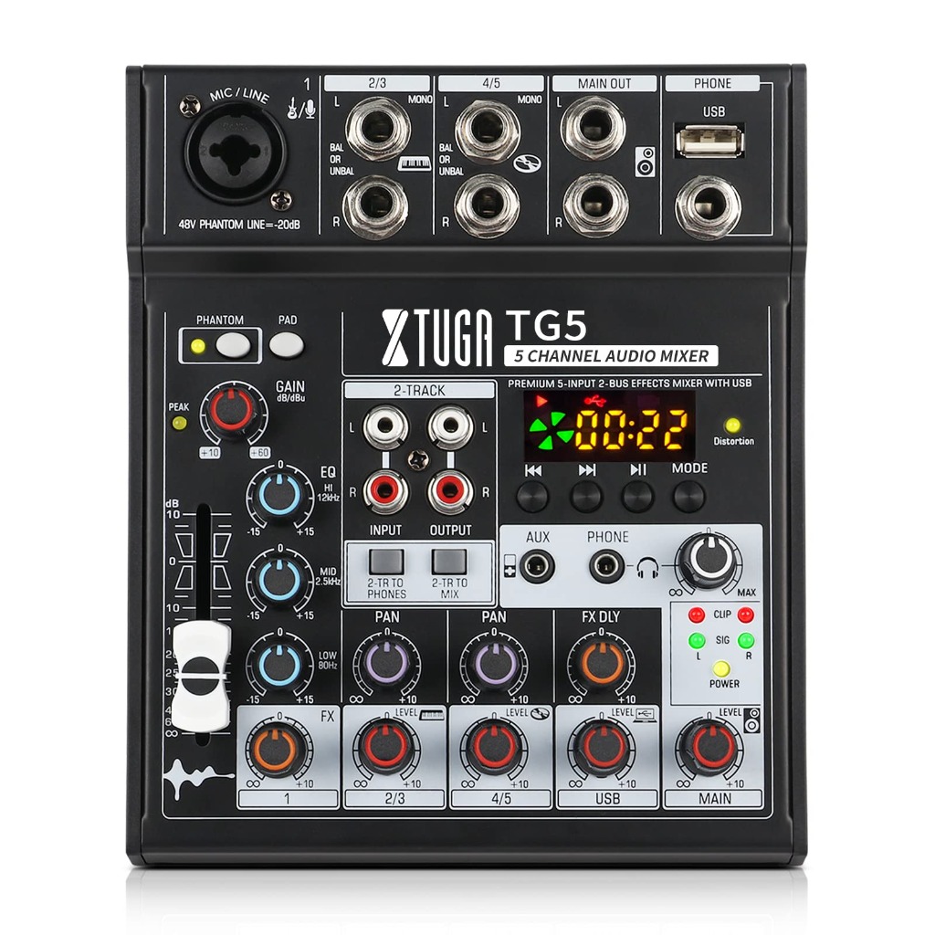XTUGA TG5 5チャンネルオーディオミキサーポータブルミニサウンド 