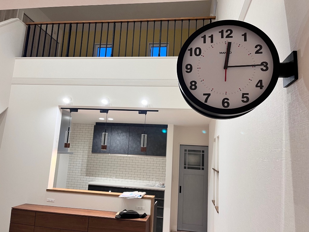 両面電波掛け時計 manbo double face wall clock 電波時計 無音