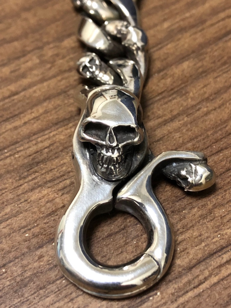 STANLEY GUESS シルバー スカル レザー ベルトループキーホルダー 楽天