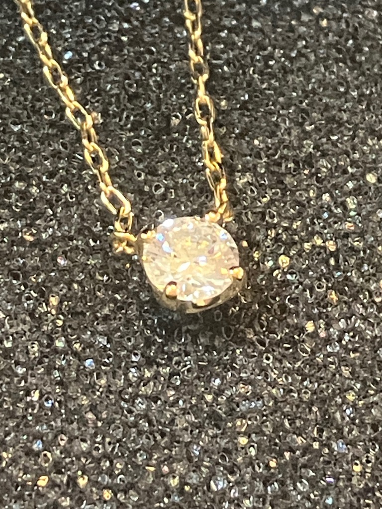 3*E様 遺品整理　K14WG 刻印有ネックレス　ダイヤ0.15カラット 0.3ct/4本爪】K18YG/一粒ダイヤネックレス 3EX | Kai.k jewelry