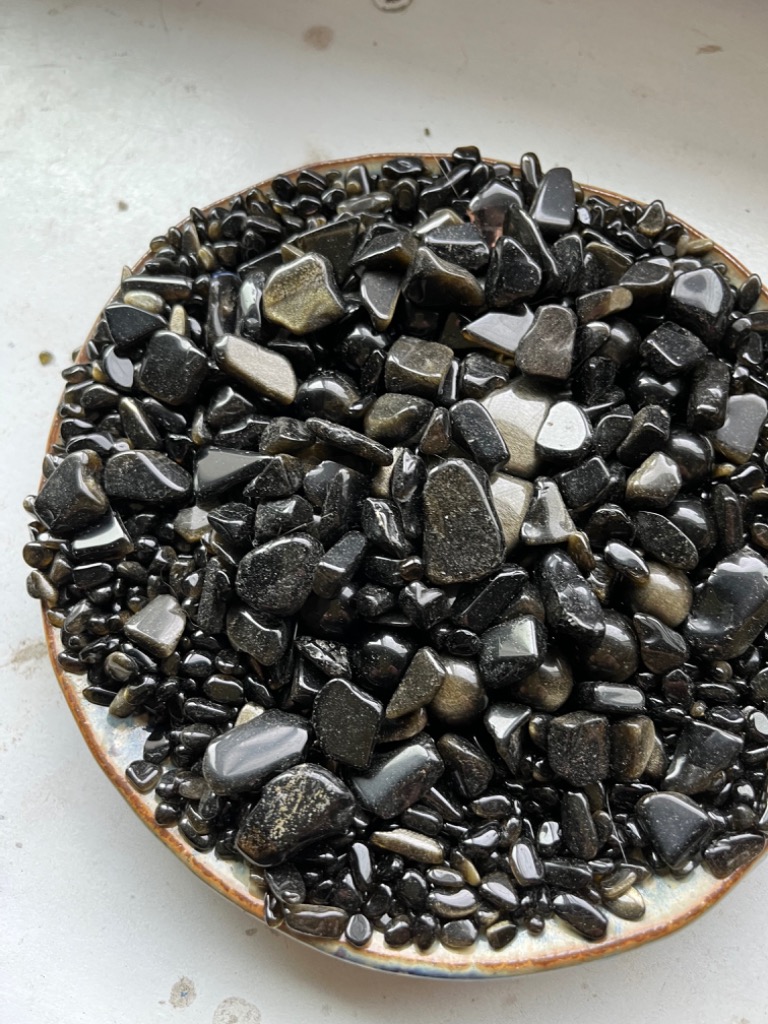 ★数量限定★未来を見通す石【200gゴールデンシャインオブシディアンさざれ】❤️ 極小粒さらさらタイプ ゴールデンシャインオブシディアン