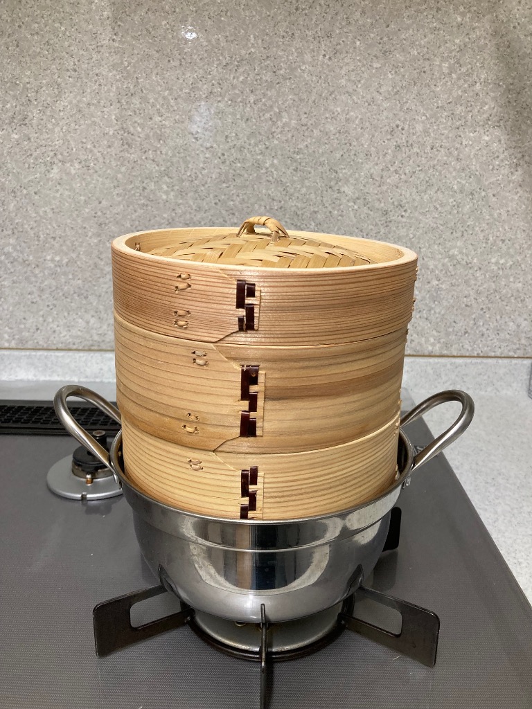 かごや 杉 中華せいろ 2段 ステンレス鍋セット18cm 1〜3人分