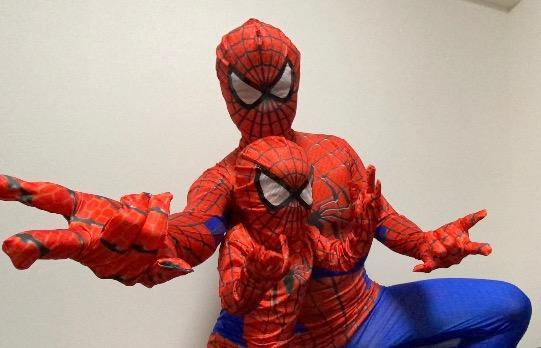 スパイダーマン コスプレ キッズ 子供 赤ー青色 全身タイツ 柔らかい