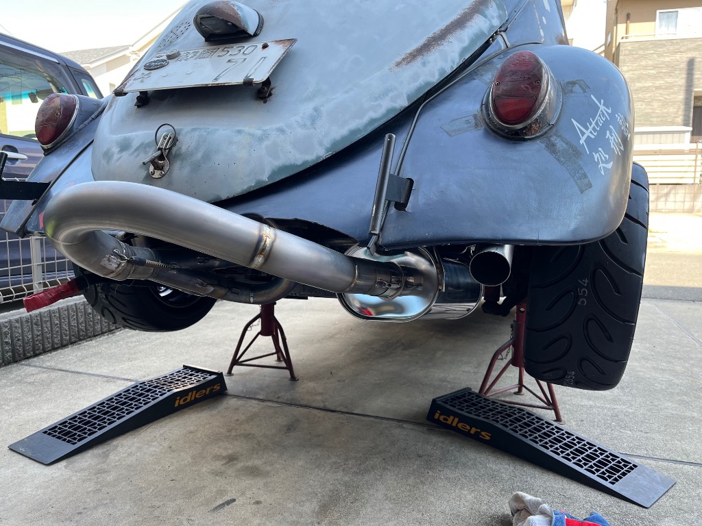 オリジナル軽量オフセットサイレンサー簡易相談窓口 リバース 60.5φ用 オーバルサイレンサー 150mm×210mm×340mm 中間