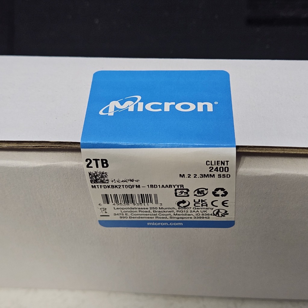 Micron MTFDKBK2T0QFM-1BD1AABYYR ［Micron 2400 M.2 Type2230 NVMe