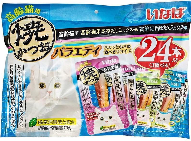 いなば 【賞味期限2023年11月】焼かつお 高齢猫用バラエティ 24本入り