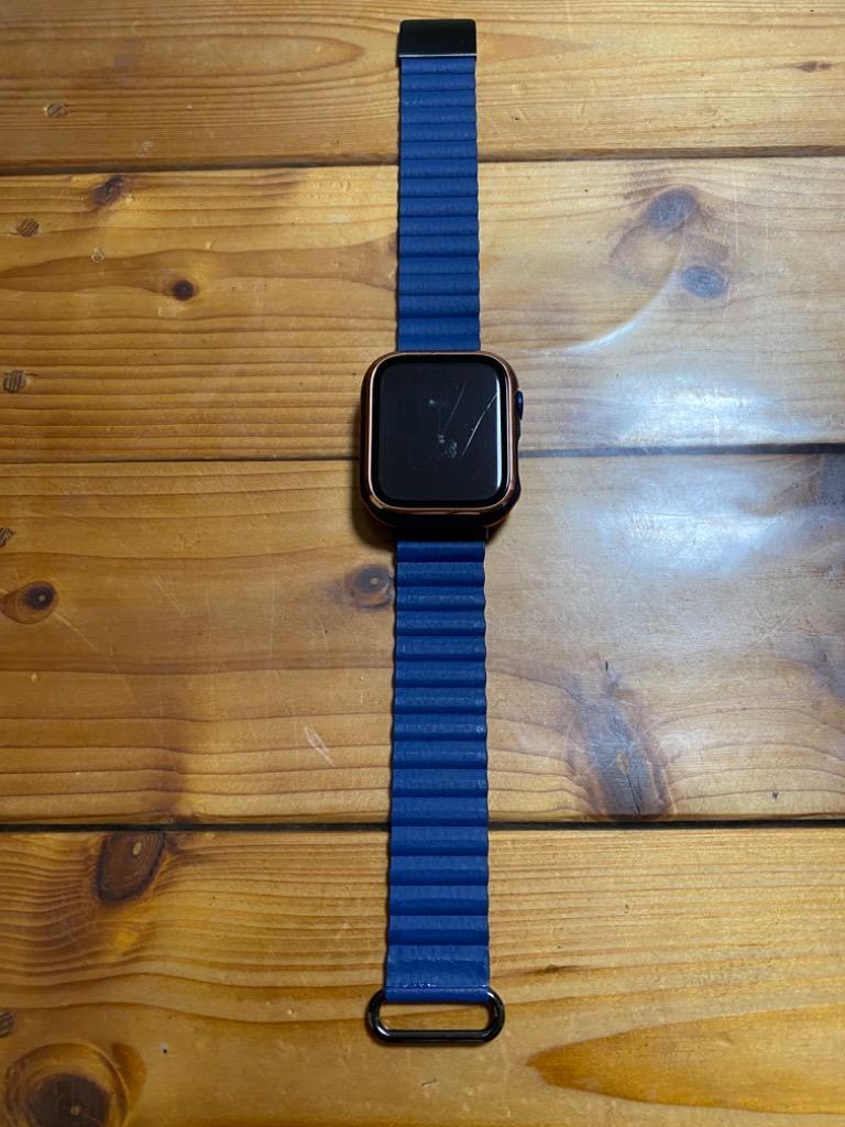 Apple Watch マグネット式 PUレザー バンド ミッドナイトブルー