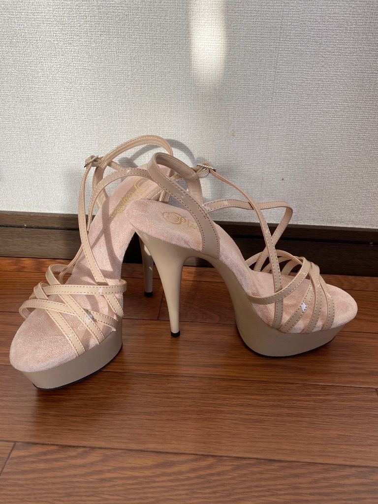 Pleaser ストラップサンダル ハイヒール パンプス ミスコン ドレス 厚底 Pleaser プリーザー ヒール サンダル 厚底 15cm ヌード色