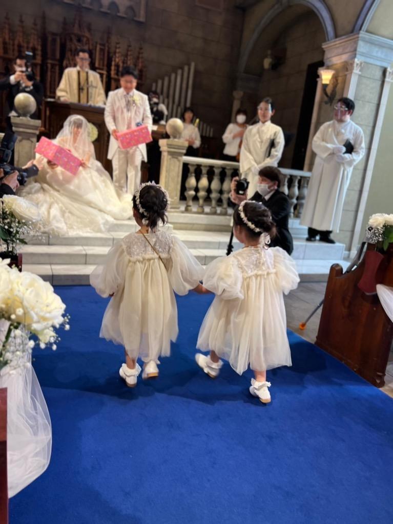子ども ワンピース ベビー ドレス アイボリーのふんわりチュール