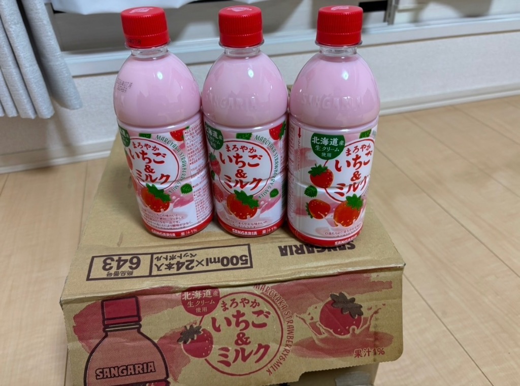 まろやかいちご＆ミルク 500ml 48本 サンガリア ソフトドリンク いちご
