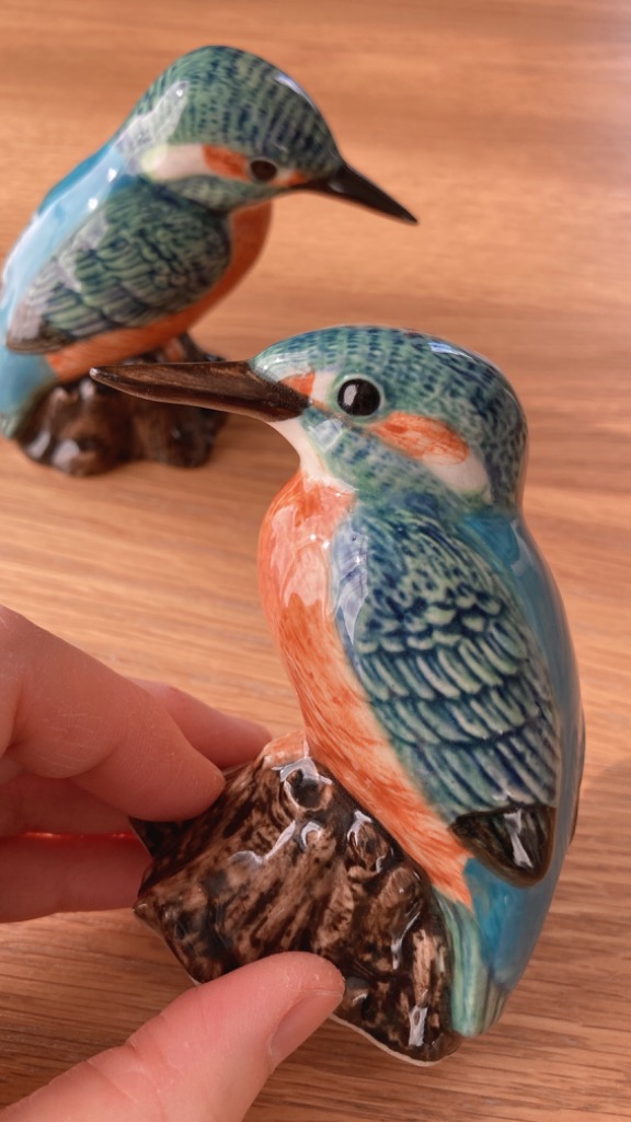 カワセミ 陶器製 置物 フィギュリン フィギュア フィギュリン 置物 セット カワセミ 野鳥 鳥 プレゼント ク