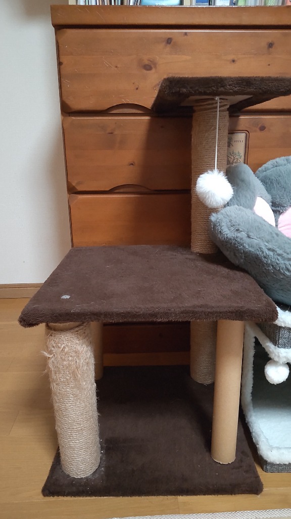 キャットタワー 木製 据え置き 猫タワー 爪とぎ タワー 省スペース 