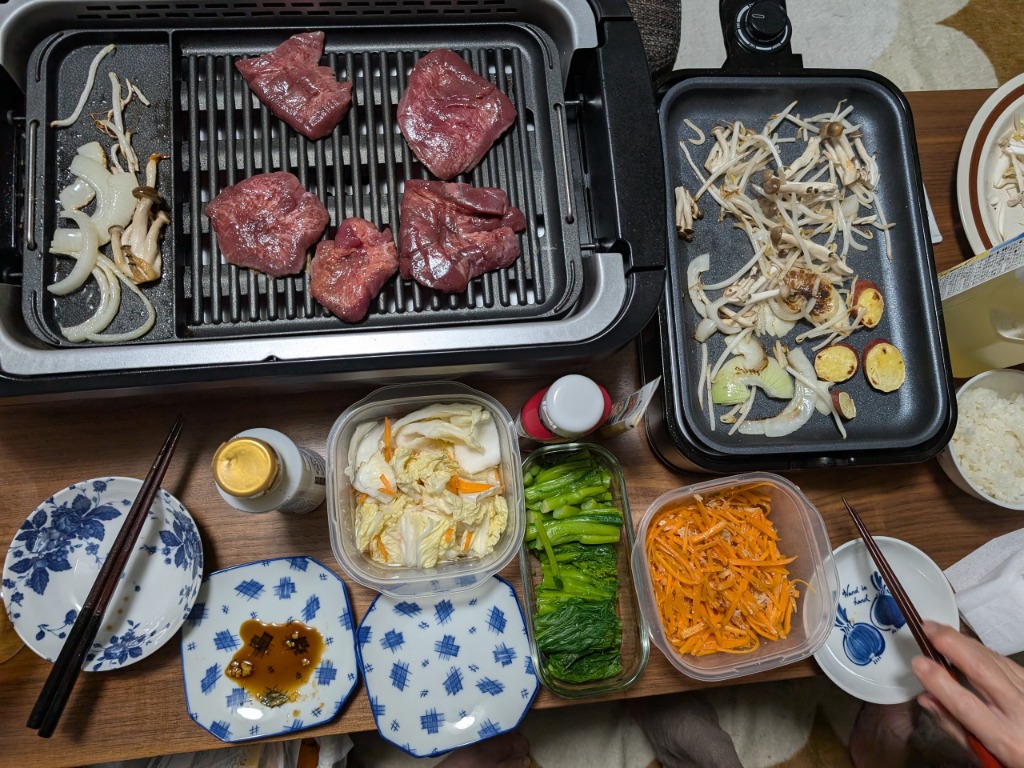 山善 ホットプレート 焼肉プレート 一人用 着脱式 2枚 たこ焼き