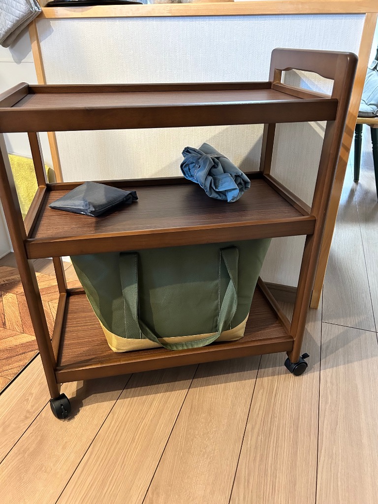 萩原 キッチンワゴン 隙間 収納 カート 3段 天然木 耐荷重 15kg
