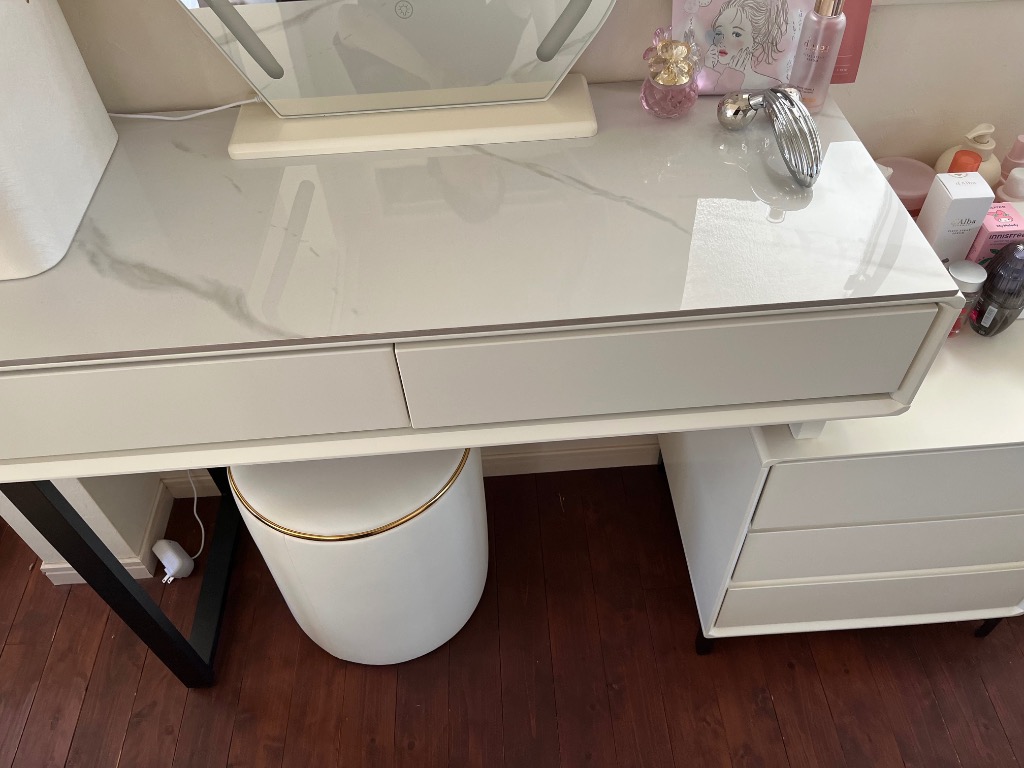 ドレッサー 特大 4点セット 100cmテーブルセット チェアー付きLED女優