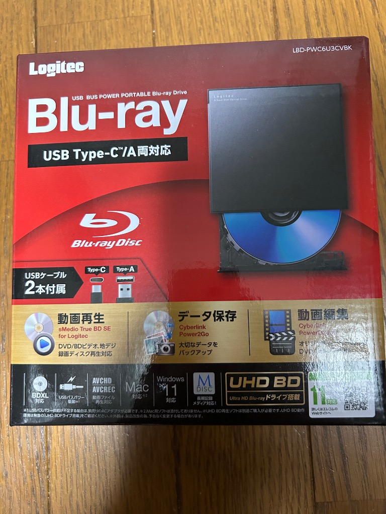 ロジテック Blu-ray ディスクドライブ USB ブルーレイドライブ USB3.2