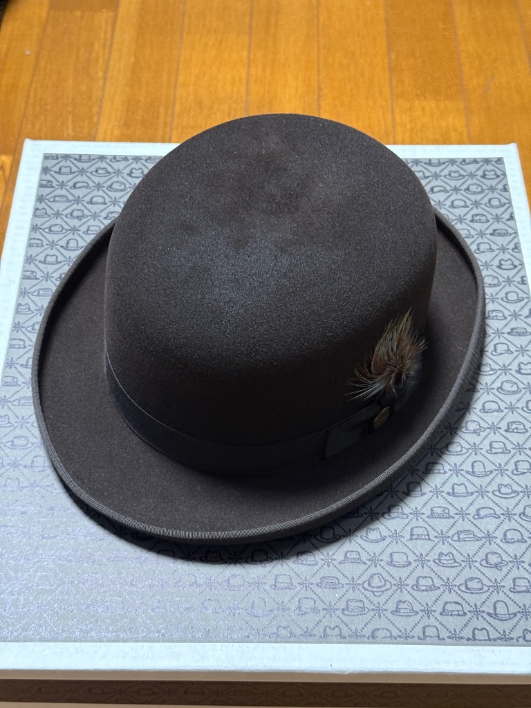 ♭︎ステットソンSTETSON 黒タグ 高級 ハット 帽子メンズ ダークブラウン STETSON ダービーハット ステットソン 高級 ビーバー ボーラー
