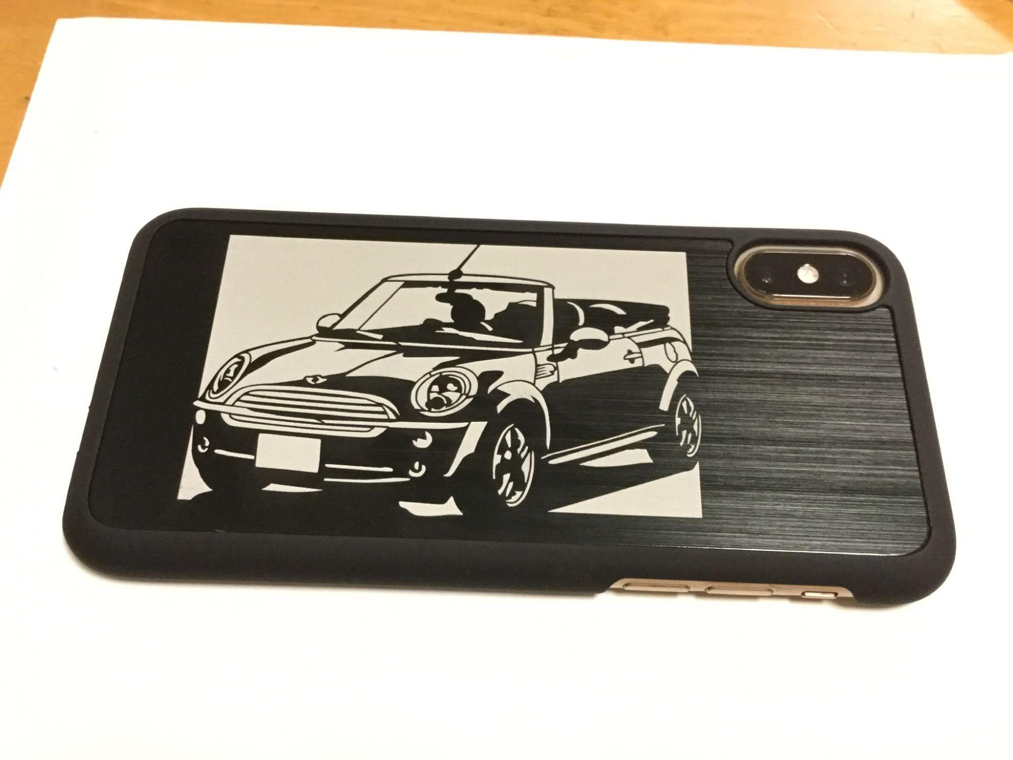 iPhoneXケース「BMW mini 」切り絵デザイン ブラックアルマイト[メーカ 
