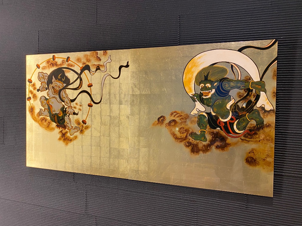 漆絵 俵屋宗達の名作_国宝・風神雷神図 NH44 : 絵画制作専門