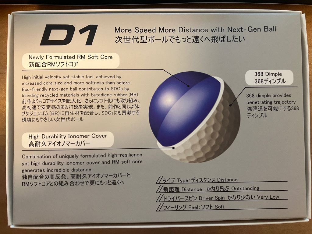HONMA GOLF 本間ゴルフ 日本正規品 ホンマ D1 ゴルフボール1