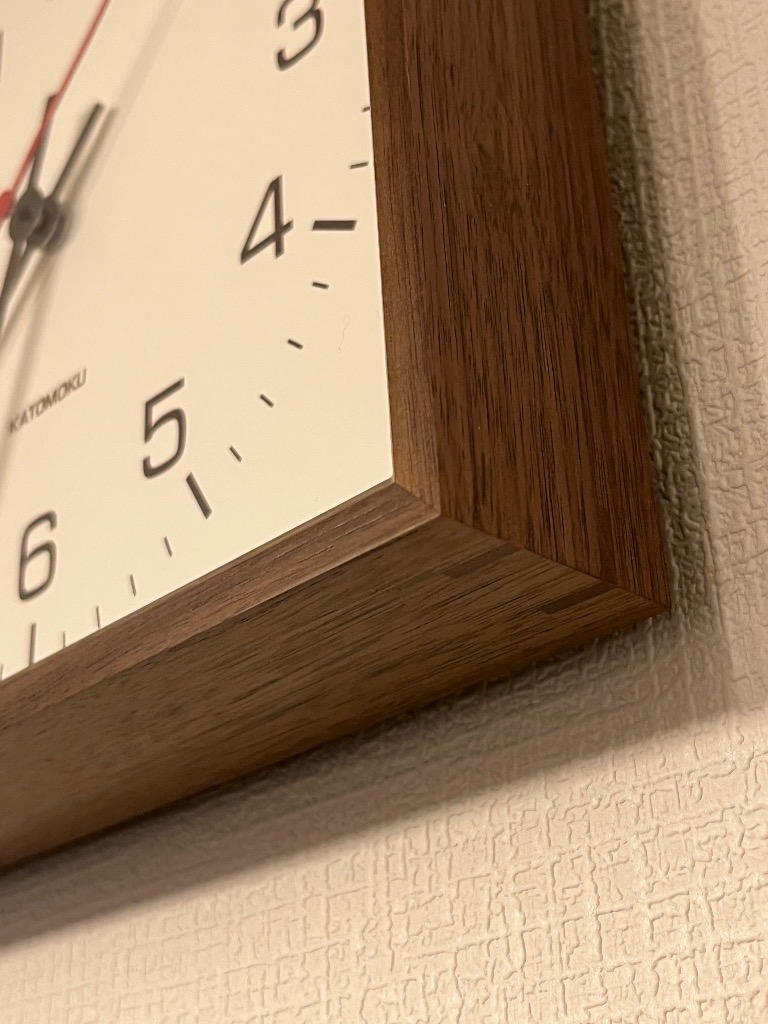 加藤木工 カトモク KATOMOKU Square clock 2 ブラウン ウォールナット
